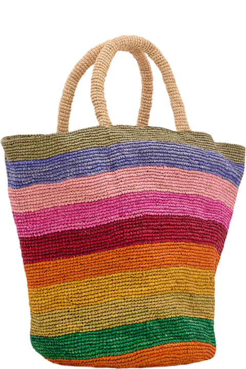 Manebi for Women Manebi Striped Raffia Tote Bag
