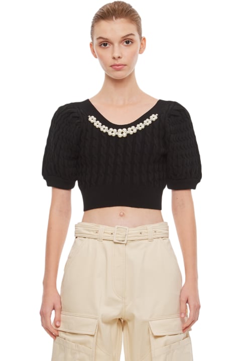 Simone Rocha Sweaters for Women Simone Rocha Cropped Puff Sleeve Open Neck Cable Top