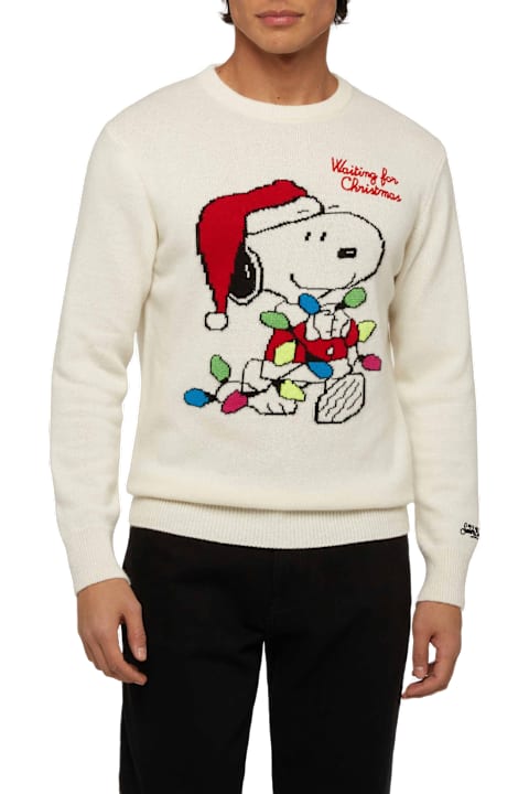 Homeware MC2 Saint Barth Sweater Heron With Snoopy Jacquard And Embroidery | Snoopy Peanuts® Special Edition