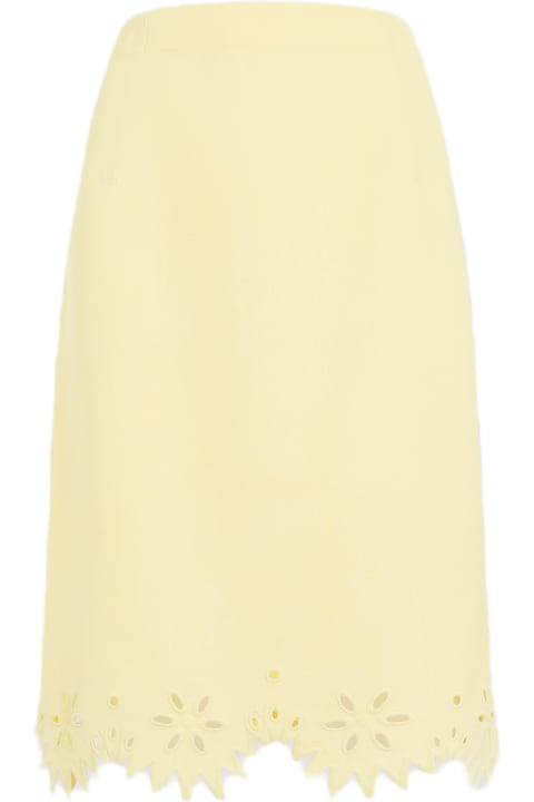 Homeware Bottega Veneta Grainy English Embroidery Midi Skirt