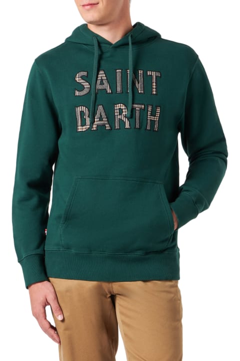 Homeware MC2 Saint Barth Man Green Hoodie With Saint Barth Patch