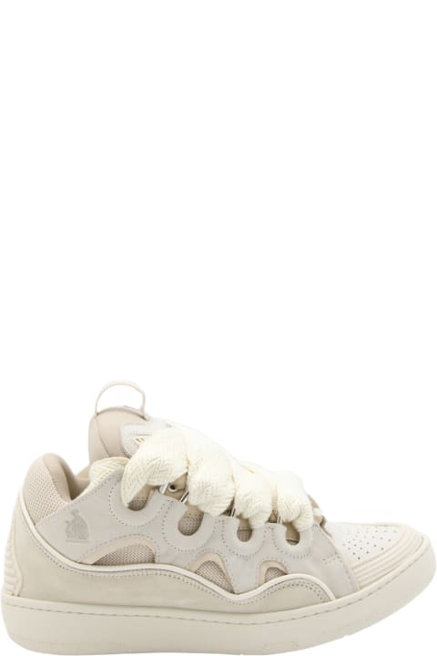 Shoes for Women Lanvin White Leather Curb Sneakers