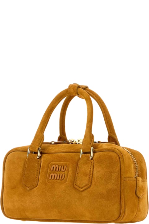 Miu Miu for Women Miu Miu Mustard Suede Arcadie Handbag