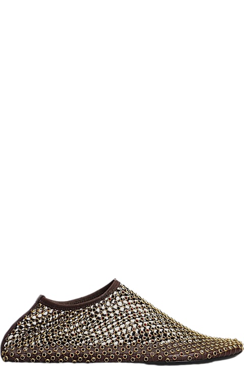 Christopher Esber Flat Shoes for Women Christopher Esber Minette Crystal Flat Ballet Flats In Brown Nylon