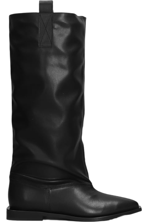 Ganni Boots for Women Ganni Low Heels Boots In Black Leather