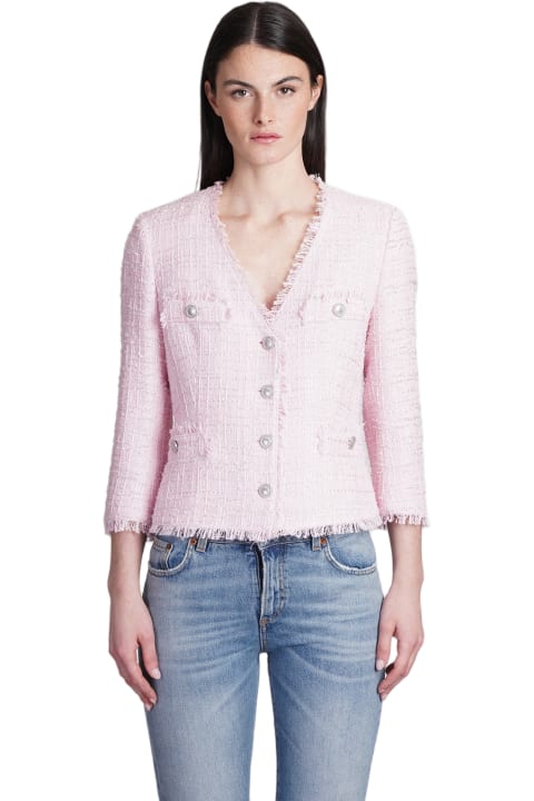 Tagliatore 0205 Sweaters for Women Tagliatore 0205 Dharma Casual Jacket In Rose-pink Cotton