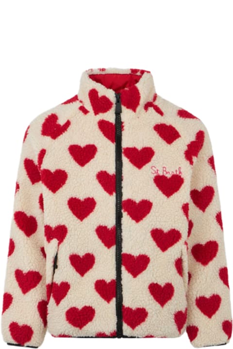 Homeware MC2 Saint Barth Girl Sherpa Jacket With Hearts Print