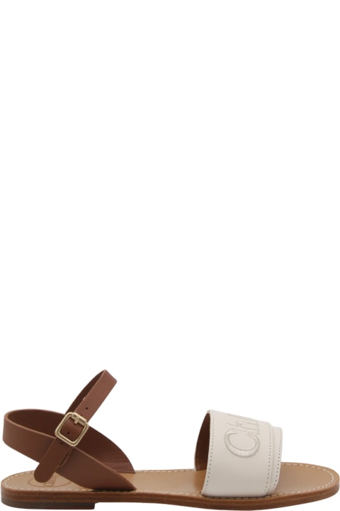 ガールズ Chloéのシューズ Chloé Avorio Leather Sandals