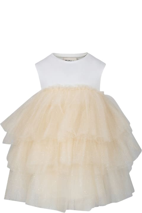 Douuod for Kids Douuod Beige Dress For Girl With Tulle