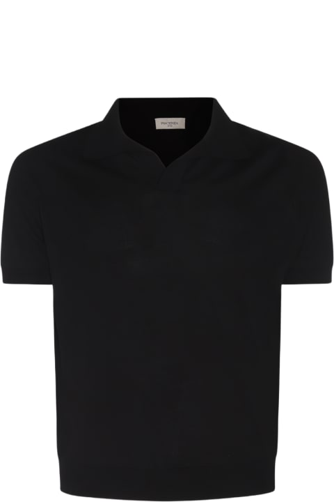メンズ新着アイテム Piacenza Cashmere Black Cotton Polo Shirt