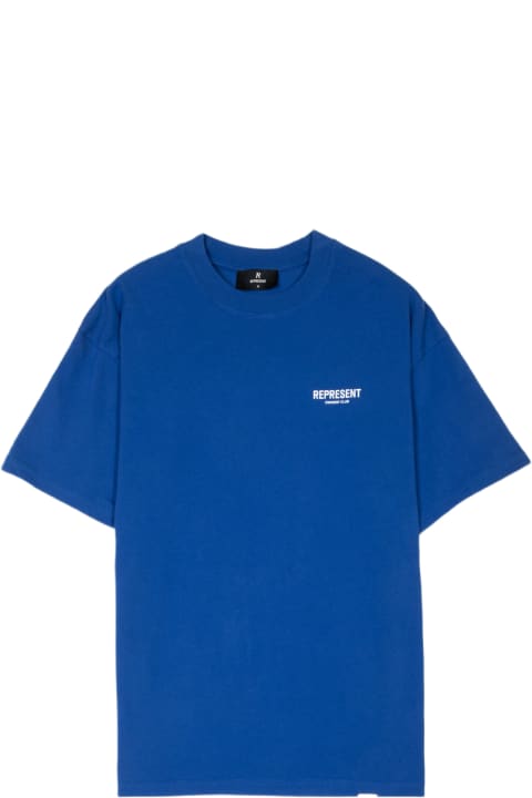 REPRESENT Topwear for Men REPRESENT Represent Owners Club T-shirt Cobalt blue pink t-shirt with logo - Owners Club T-shirt
