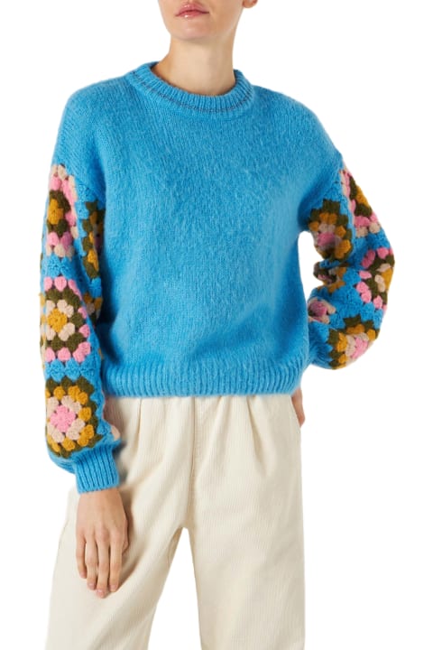 MC2 Saint Barth Clothing for Women MC2 Saint Barth Woman Ultra Soft Crewneck With Handmade Crochet Sleeves