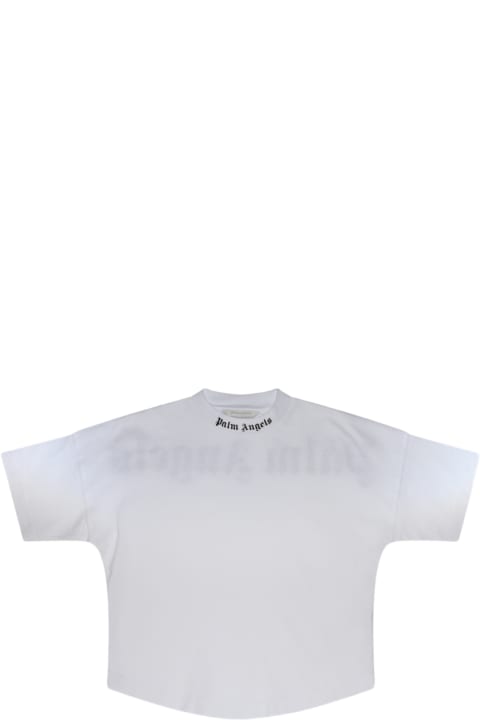 Palm Angels T-Shirts & Polo Shirts for Boys Palm Angels Whtie And Black Cotton Logo Cropped T-shirt