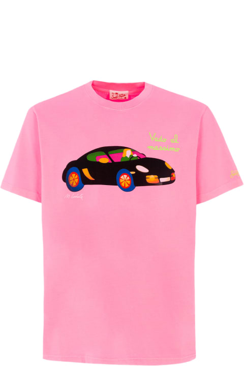 Homeware MC2 Saint Barth Man Cotton T-shirt With Lodola Placed Print And Embroidery | Marco Lodola Special Edition