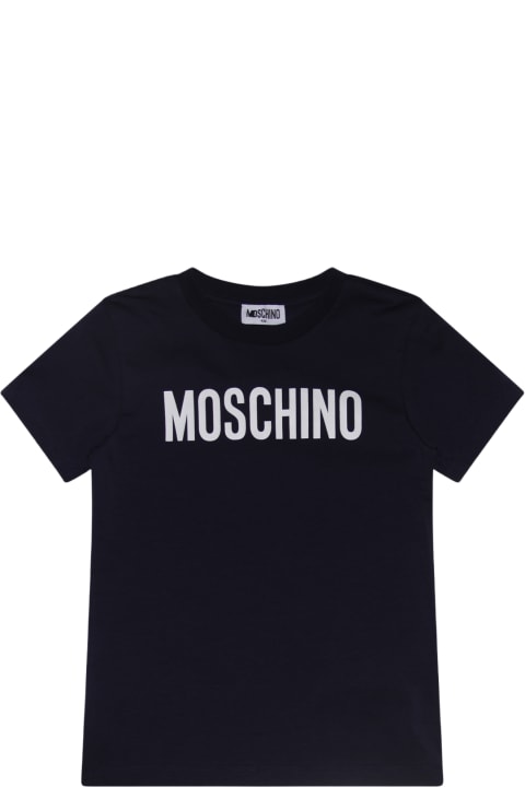 Moschino Topwear for Girls Moschino Navy Blue And White Cotton T-shirt