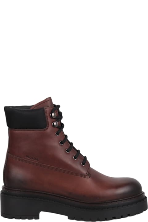 Homeware Prada Prada Leather And Re-nylon Ankle Boots