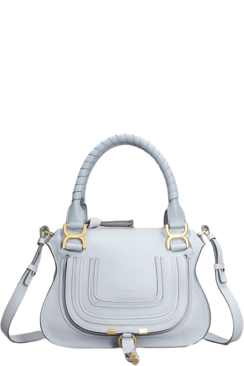 Totes for Women Chloé Mercie Shoulder Bag In Cyan Leather