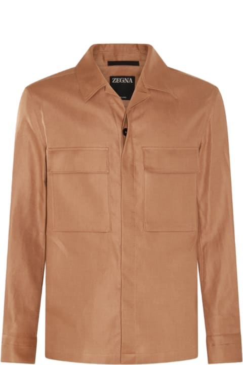 Zegna Coats & Jackets for Men Zegna Camel Linen Casual Jacket