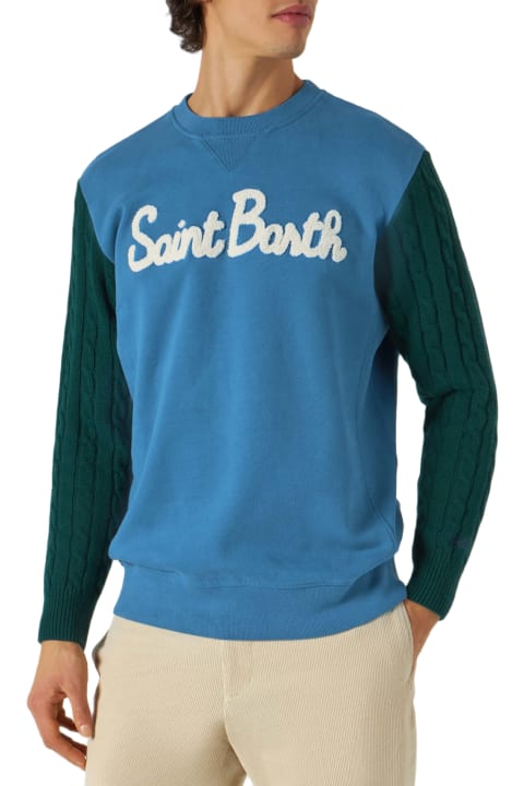 MC2 Saint Barth Fleeces & Tracksuits for Men MC2 Saint Barth Man Sweatshirt With Knitted Sleeves