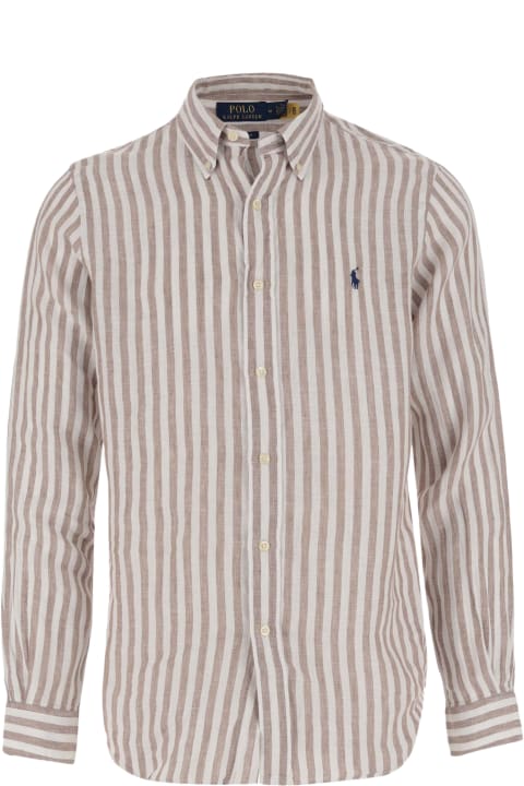 Ralph Lauren for Men Ralph Lauren Linen Shirt With Striped Pattern And Logo