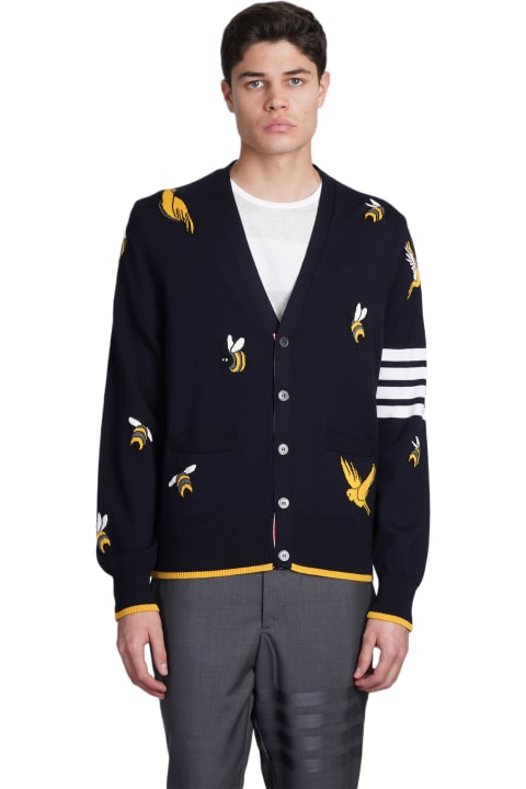 Thom Browne Sweaters for Women Thom Browne 'birds Beers Half Drop' Wool And Cotton Cardigan
