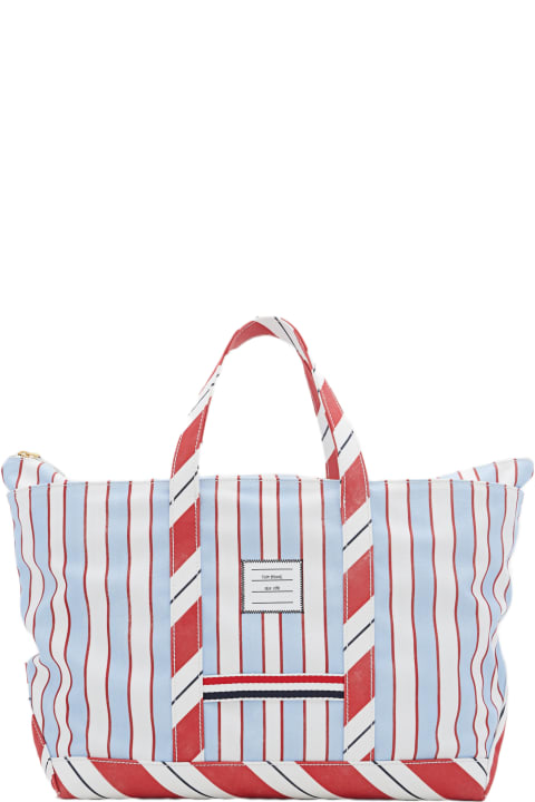 Totes for Men Thom Browne Medium Tool Tote In Washed Striped Canva