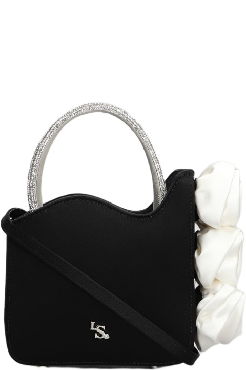 Le Silla Totes for Women Le Silla Rose Shoulder Bag In Black Satin