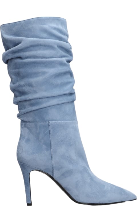 Fashion for Women Via Roma 15 High Heels Boots In Cyan Suede