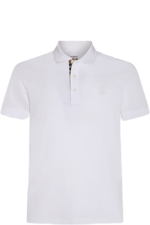 Burberry for Men Burberry White And Archive Beige Cotton Polo Shirt