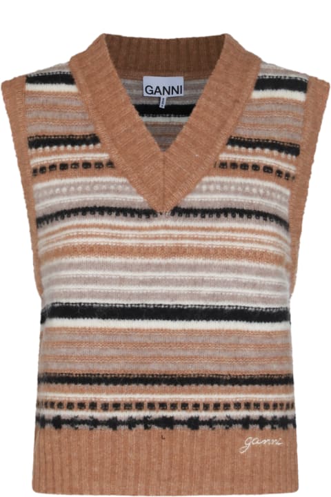 Coats & Jackets for Women Ganni Brown Wool Knitwear