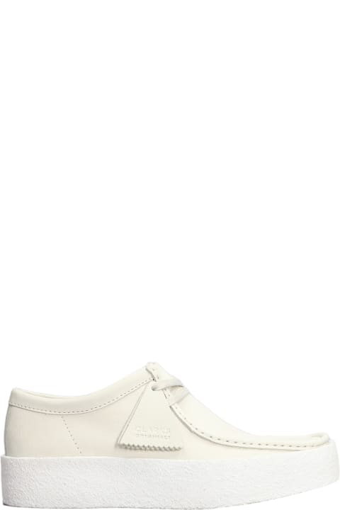 Clarks Shoes for Men Clarks Wallabee Cup Lace Up Shoes In White Nubuck