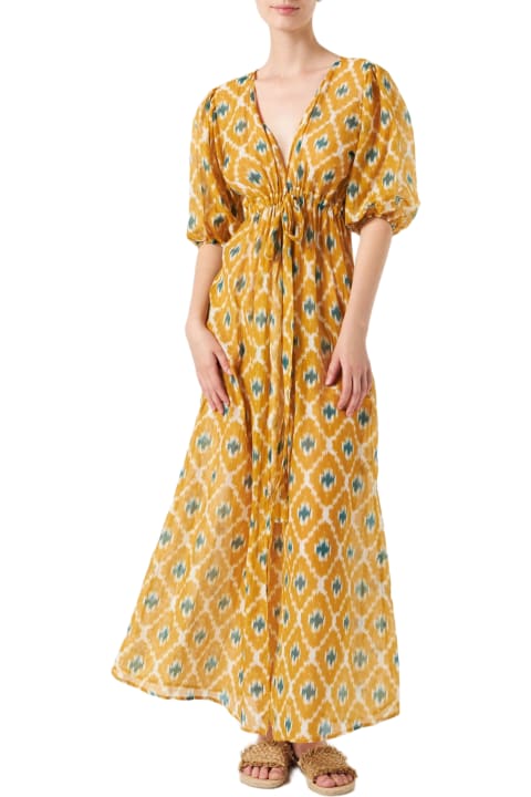 Swimwear for Women MC2 Saint Barth Cotton And Silk Long Dress Bliss With Geometric Print
