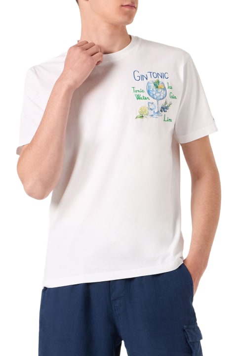 Homeware MC2 Saint Barth Man Cotton T-shirt With Gin Tonic Print