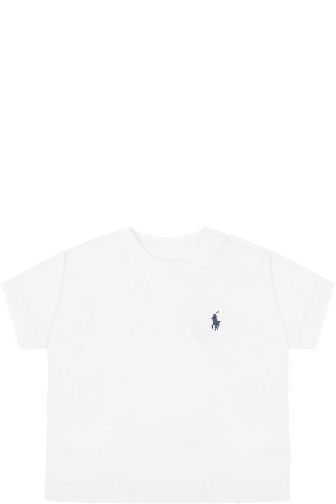 أدوات منزلية Ralph Lauren White T-shirt For Baby-kids With Pony Logo