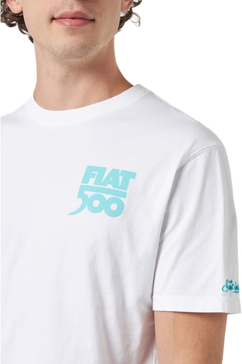 Homeware MC2 Saint Barth Man Cotton T-shirt With Spiaggina Front And Back Placed Print | Fiat 500 Special Edition