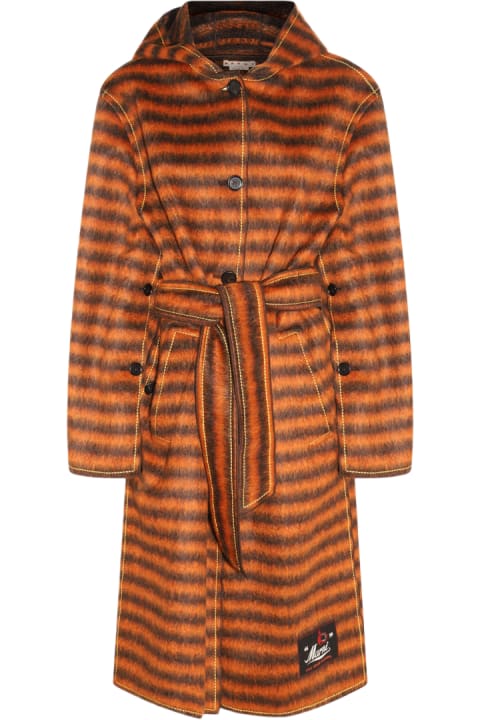 Fashion for Women Marni Orange Mohair And Virgin Wool Blend Stripe Coat