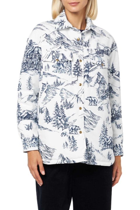 Homeware MC2 Saint Barth Woman Quilted Padded Jacket With Toile De Jouy Print