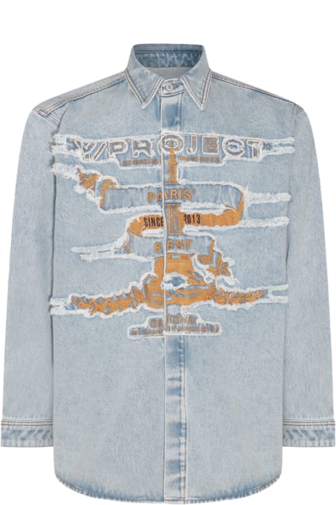 Y/Project Coats & Jackets for Men Y/Project Light Blue Cotton Denim Jacket