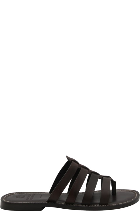 メンズ Brunello Cucinelliのその他各種シューズ Brunello Cucinelli Dark Brown Leather Sandals