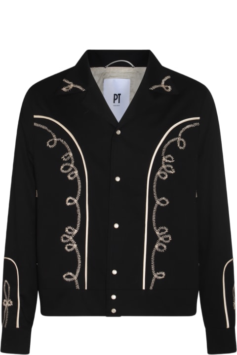 PT01 Clothing for Men PT01 Black Cotton Casual Jacket