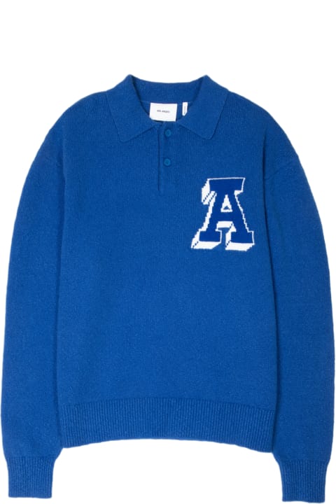 Axel Arigato Sweaters for Men Axel Arigato Team Polo Sweater Royal blue cotton blend polo sweater - Team Polo Sweater