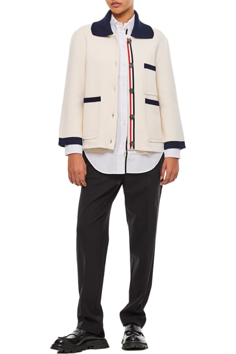 Thom Browne Coats & Jackets for Women Thom Browne Polo Collar Cotton And Cashmere Jacket