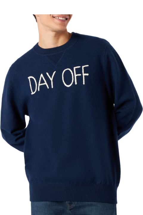 Fashion for Men MC2 Saint Barth Man Crewneck Knitted Sweater With Day Off Embroidery
