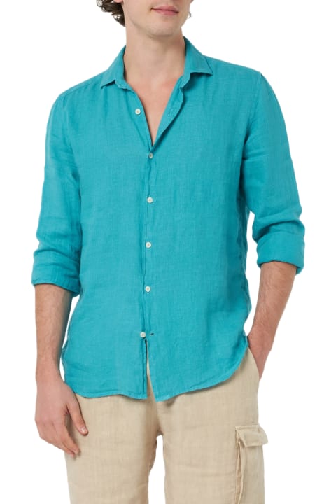 Homeware MC2 Saint Barth Man Teal Linen Shirt Pamplona