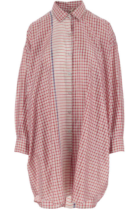 Péro Topwear for Women Péro Long Silk Shirt With Check Pattern