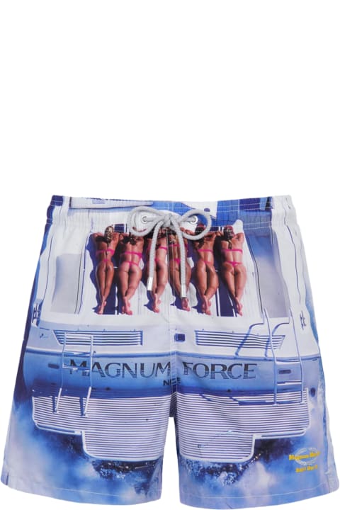 Homeware MC2 Saint Barth Man Mid-length Gustavia Swim-shorts With Placed Print| Magnum Marine Special Edition