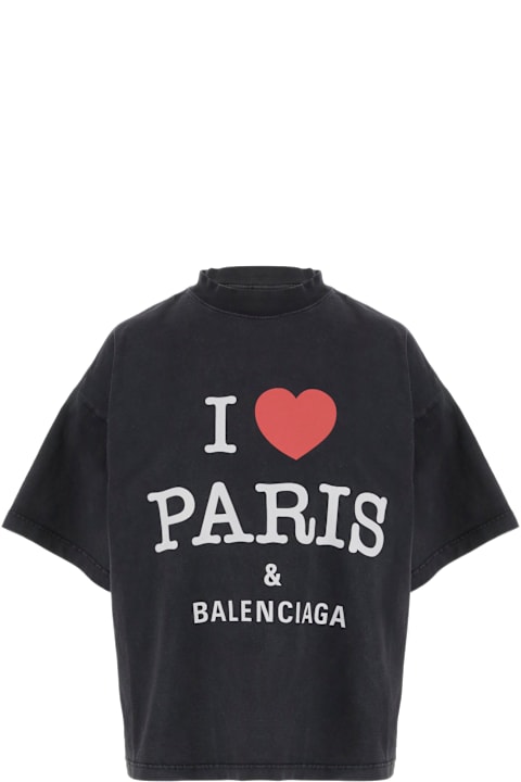 آخر صيحات الموضة من القسم الرجالي Balenciaga I Love Paris & Balenciaga Cropped T-shirt