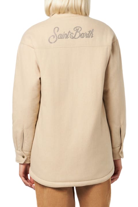 Homeware MC2 Saint Barth Woman Wooly Jacket With Saint Barth Rhinestones Print