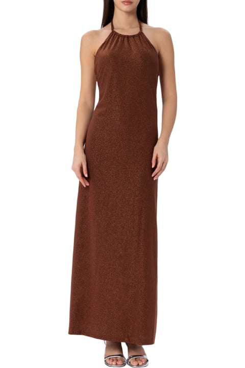 Homeware MC2 Saint Barth Lurex Brown Knitted Long Dress