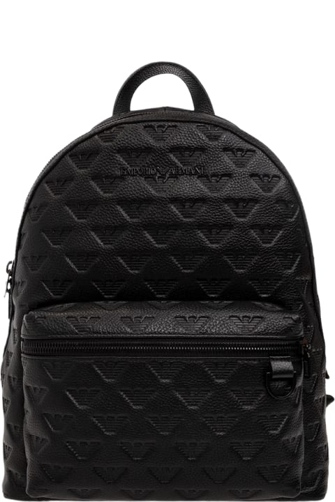 Emporio Armani Backpacks for Men Emporio Armani Embossed Leather Backpack